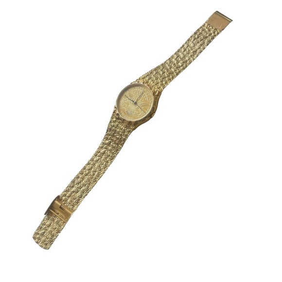 Vintage Caroile USA gold coin face nugget band watch - Picture 4 of 7